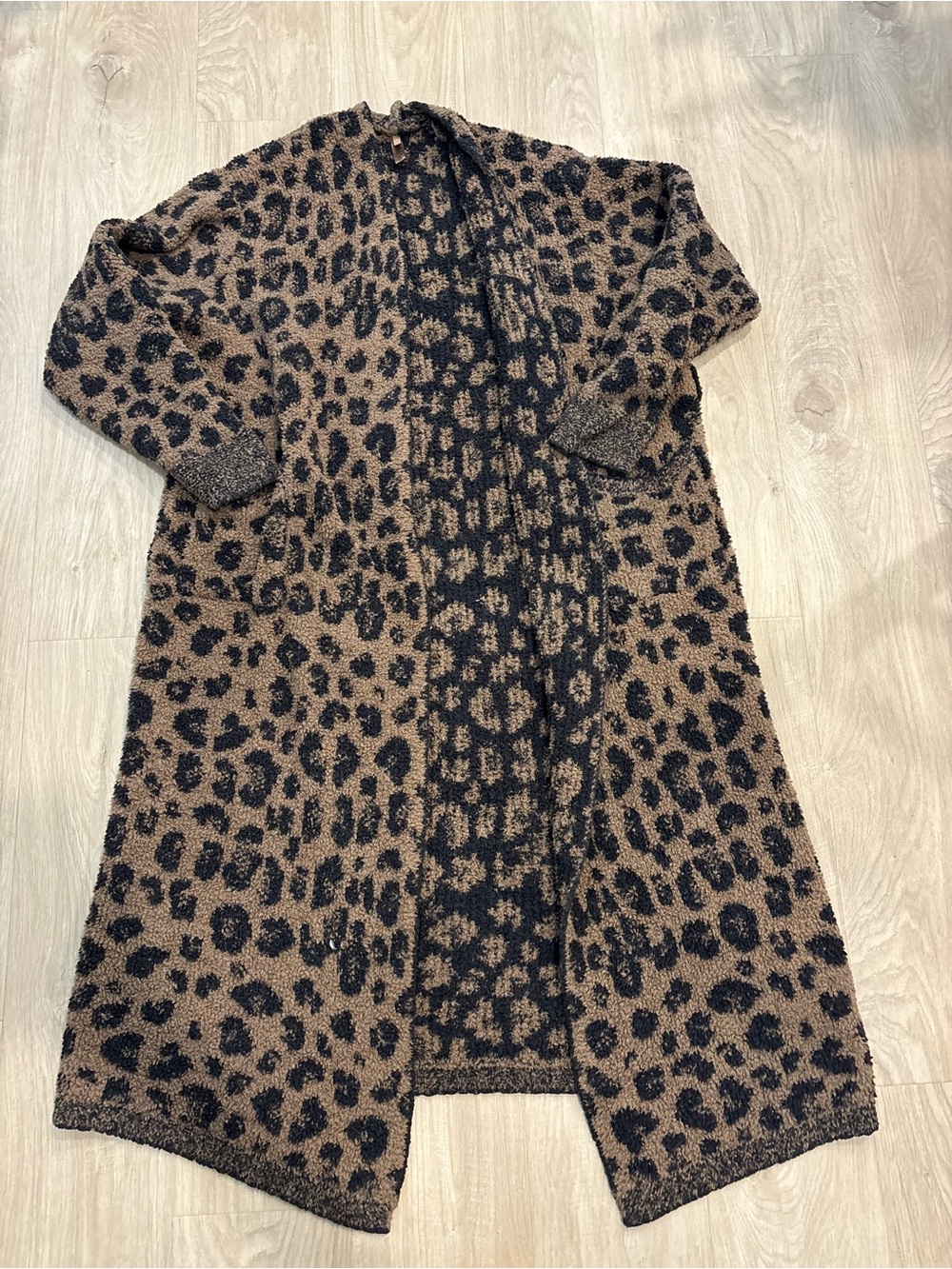 Skims Leopard Print Open Front Long Cardigan - Brown & Black